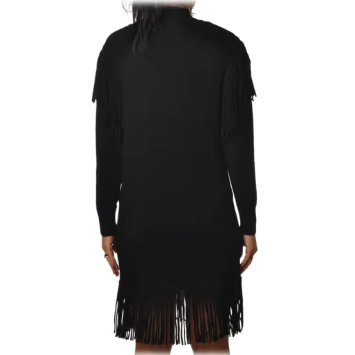 Pinko - Knitted Dress Sagrantino with Fringes - Black - Dress - Made in Italy - Luxury Exclusive Collection - Avvenice^ Dresses