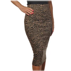 Pinko - Longuette Skirt Ortisei in Zebra Effect Pattern - Black/Beige - Skirt - Made in Italy - Luxury Exclusive Collection - Avvenice^ Skirts