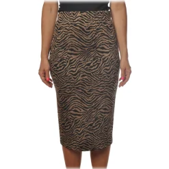 Pinko - Longuette Skirt Ortisei in Zebra Effect Pattern - Black/Beige - Skirt - Made in Italy - Luxury Exclusive Collection - Avvenice^ Skirts