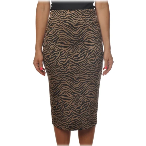 Pinko - Longuette Skirt Ortisei in Zebra Effect Pattern - Black/Beige - Skirt - Made in Italy - Luxury Exclusive Collection - Avvenice^ Skirts