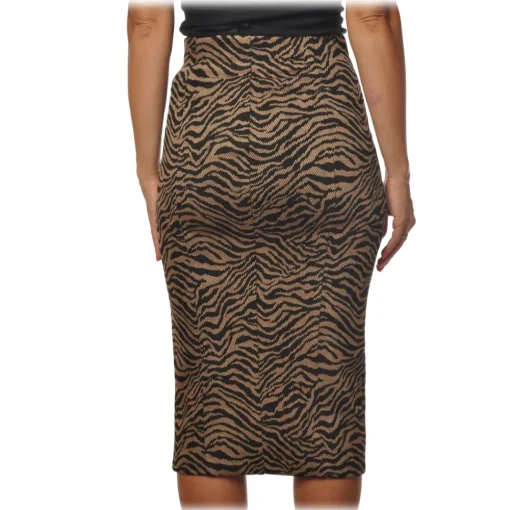 Pinko - Longuette Skirt Ortisei in Zebra Effect Pattern - Black/Beige - Skirt - Made in Italy - Luxury Exclusive Collection - Avvenice^ Skirts