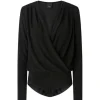 Pinko - Metallic Effect Draped Bodysuit - Black - Top - Made in Italy - Luxury Exclusive Collection - Avvenice