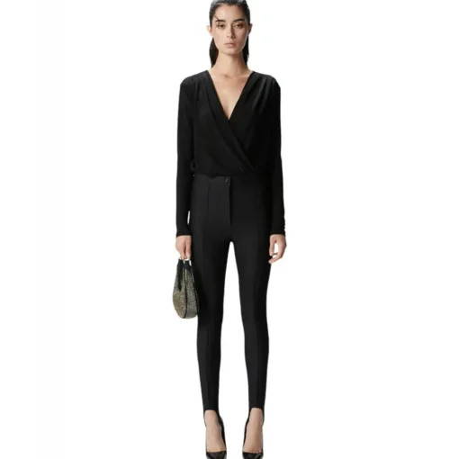 Pinko - Metallic Effect Draped Bodysuit - Black - Top - Made in Italy - Luxury Exclusive Collection - Avvenice
