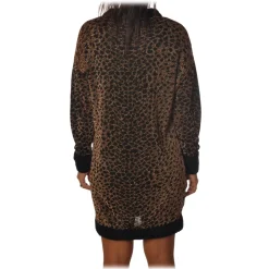 Pinko - Mini Dress Pressione in Laminated Leopard Knit - Copper/Black - Dress - Made in Italy - Luxury Exclusive Collection - Avvenice^ Dresses