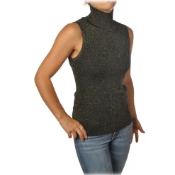 Pinko - Mock Turtleneck Ask Sleeveless in Lurex - Gray - Sweater - Made in Italy - Luxury Exclusive Collection - Avvenice^ Knitwears