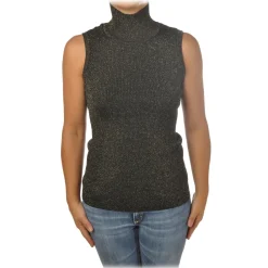 Pinko - Mock Turtleneck Ask Sleeveless in Lurex - Gray - Sweater - Made in Italy - Luxury Exclusive Collection - Avvenice^ Knitwears