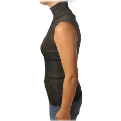 Pinko - Mock Turtleneck Ask Sleeveless in Lurex - Gray - Sweater - Made in Italy - Luxury Exclusive Collection - Avvenice^ Knitwears