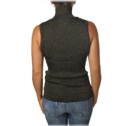 Pinko - Mock Turtleneck Ask Sleeveless in Lurex - Gray - Sweater - Made in Italy - Luxury Exclusive Collection - Avvenice^ Knitwears