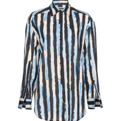 Pinko - Over Shirt in Broad Stripe Pattern - Light Blue/Black - Shirts - Made in Italy - Luxury Exclusive Collection - Avvenice