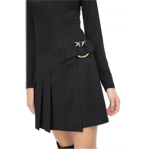 Pinko - Pleated Flannel Mini Skirt - Black - Skirt - Made in Italy - Luxury Exclusive Collection - Avvenice^ Skirts