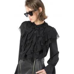 Pinko - Ruffled Blouse - Black - Shirts - Made in Italy - Luxury Exclusive Collection - Avvenice^ Shirts