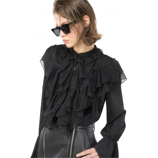 Pinko - Ruffled Blouse - Black - Shirts - Made in Italy - Luxury Exclusive Collection - Avvenice^ Shirts