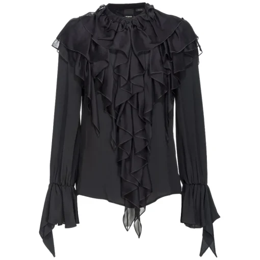 Pinko - Ruffled Blouse - Black - Shirts - Made in Italy - Luxury Exclusive Collection - Avvenice^ Shirts