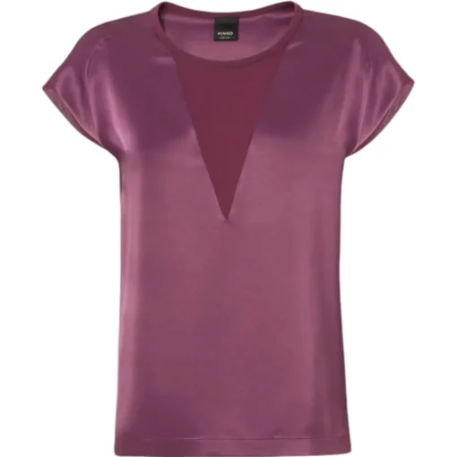 Pinko - Satin Fabric T-shirt Blouse - Bordeaux - Top - Made in Italy - Luxury Exclusive Collection - Avvenice^ Tops