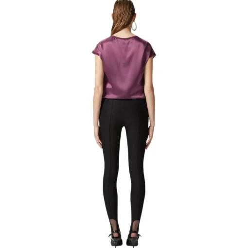 Pinko - Satin Fabric T-shirt Blouse - Bordeaux - Top - Made in Italy - Luxury Exclusive Collection - Avvenice^ Tops