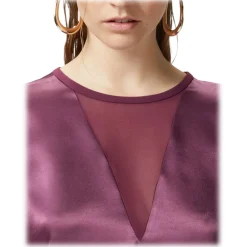 Pinko - Satin Fabric T-shirt Blouse - Bordeaux - Top - Made in Italy - Luxury Exclusive Collection - Avvenice^ Tops