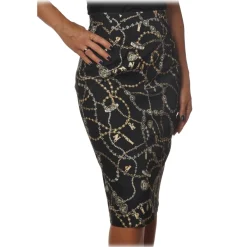 Pinko - Sheath Skirt Illusione Jewel-Patterned - Black - Skirt - Made in Italy - Luxury Exclusive Collection - Avvenice^ Skirts
