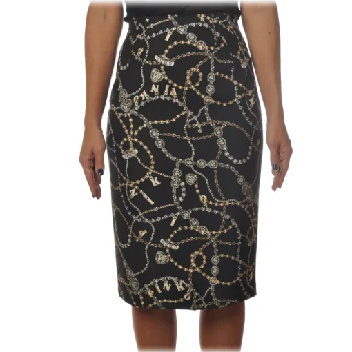Pinko - Sheath Skirt Illusione Jewel-Patterned - Black - Skirt - Made in Italy - Luxury Exclusive Collection - Avvenice^ Skirts