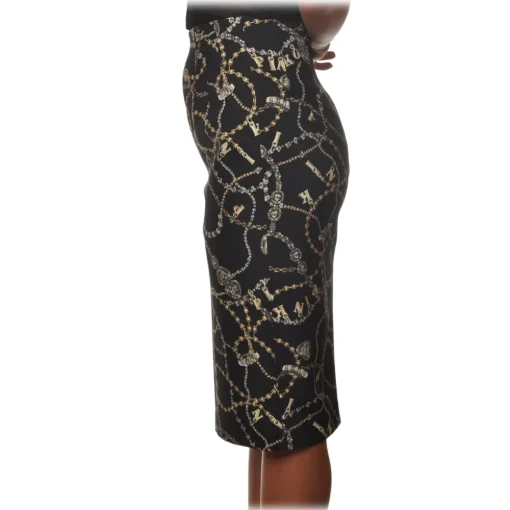 Pinko - Sheath Skirt Illusione Jewel-Patterned - Black - Skirt - Made in Italy - Luxury Exclusive Collection - Avvenice^ Skirts