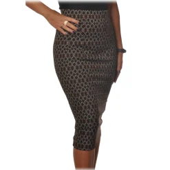 Pinko - Sheath Skirt Ortensio in Geometric Pattern - Black - Skirt - Made in Italy - Luxury Exclusive Collection - Avvenice^ Skirts