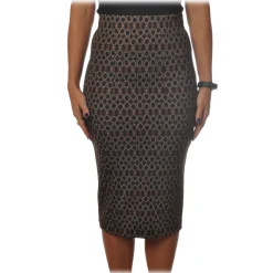 Pinko - Sheath Skirt Ortensio in Geometric Pattern - Black - Skirt - Made in Italy - Luxury Exclusive Collection - Avvenice^ Skirts