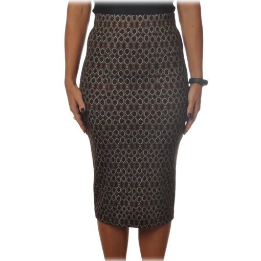 Pinko - Sheath Skirt Ortensio in Geometric Pattern - Black - Skirt - Made in Italy - Luxury Exclusive Collection - Avvenice^ Skirts