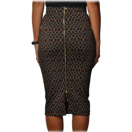 Pinko - Sheath Skirt Ortensio in Geometric Pattern - Black - Skirt - Made in Italy - Luxury Exclusive Collection - Avvenice^ Skirts