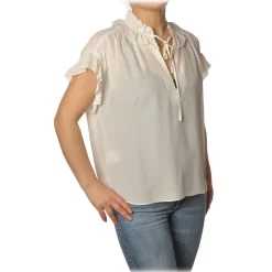 Pinko - Shirt Libero with Rouches - White - Shirts - Made in Italy - Luxury Exclusive Collection - Avvenice^ Shirts