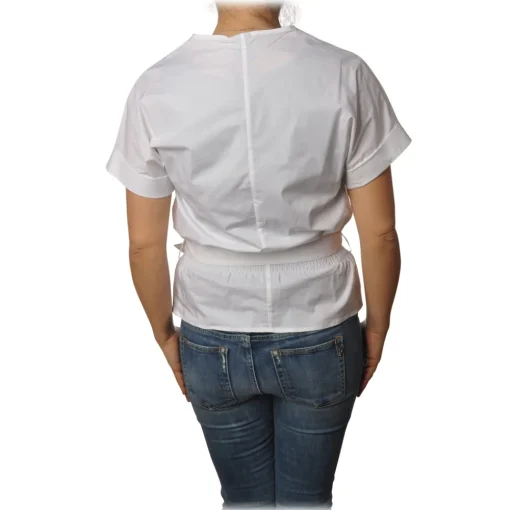 Pinko - Shirt Scamorza V-neck Screwed at the Waist - White - Shirt - Made in Italy - Luxury Exclusive Collection - Avvenice^ Shirts