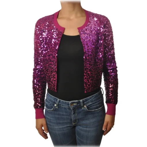 Pinko - Short Cardigan Albanese with Paillettes - Pink/Purple - Sweater - Made in Italy - Luxury Exclusive Collection - Avvenice^ Knitwears