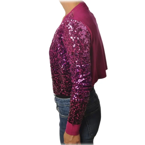 Pinko - Short Cardigan Albanese with Paillettes - Pink/Purple - Sweater - Made in Italy - Luxury Exclusive Collection - Avvenice^ Knitwears