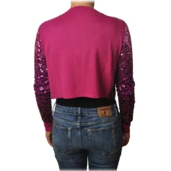 Pinko - Short Cardigan Albanese with Paillettes - Pink/Purple - Sweater - Made in Italy - Luxury Exclusive Collection - Avvenice^ Knitwears
