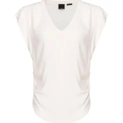 Pinko - Silk Blend V-Neck Top - White - Top - Made in Italy - Luxury Exclusive Collection - Avvenice^ Tops