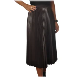 Pinko - Skirt Montare1 Midi Pleated Effect - Brown - Skirt - Made in Italy - Luxury Exclusive Collection - Avvenice^ Skirts