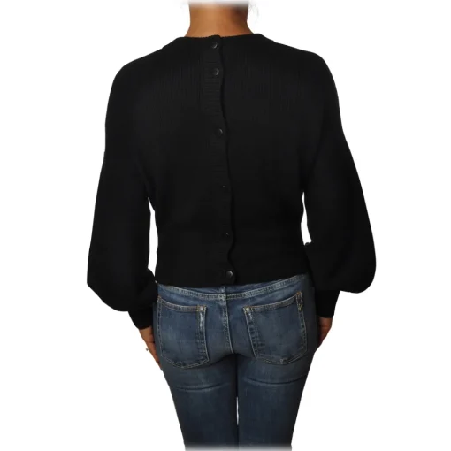 Pinko - Sweater Chissa Crewneck with Jewel Brooch - Black - Sweater - Made in Italy - Luxury Exclusive Collection - Avvenice^ Knitwears