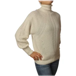 Pinko - Sweater MegaMix High Neck Oversized Fit - White - Sweater - Made in Italy - Luxury Exclusive Collection - Avvenice^ Knitwears