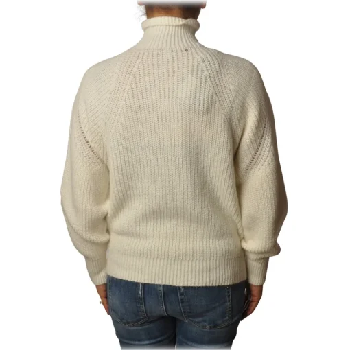 Pinko - Sweater MegaMix High Neck Oversized Fit - White - Sweater - Made in Italy - Luxury Exclusive Collection - Avvenice^ Knitwears