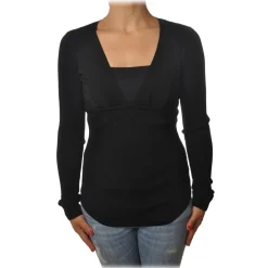 Pinko - Tight-fitting Sweater Ecco with V-neck - Black - Sweater - Made in Italy - Luxury Exclusive Collection - Avvenice^ Knitwears