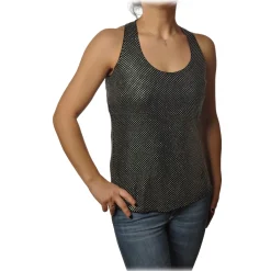 Pinko - Top Bakugan Rowing Tank Top with Strass - Black - Top - Made in Italy - Luxury Exclusive Collection - Avvenice^ Tops