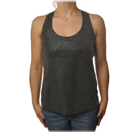 Pinko - Top Bakugan Rowing Tank Top with Strass - Black - Top - Made in Italy - Luxury Exclusive Collection - Avvenice^ Tops