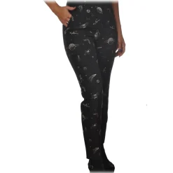 Pinko - Trousers Bella11 Straight Leg Planet Print - Black - Trousers - Made in Italy - Luxury Exclusive Collection - Avvenice^ Trousers