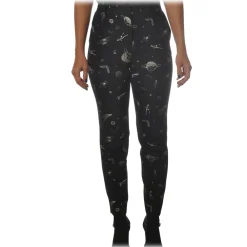 Pinko - Trousers Bella11 Straight Leg Planet Print - Black - Trousers - Made in Italy - Luxury Exclusive Collection - Avvenice^ Trousers