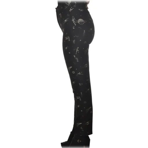 Pinko - Trousers Bella11 Straight Leg Planet Print - Black - Trousers - Made in Italy - Luxury Exclusive Collection - Avvenice^ Trousers