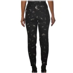 Pinko - Trousers Bella11 Straight Leg Planet Print - Black - Trousers - Made in Italy - Luxury Exclusive Collection - Avvenice^ Trousers