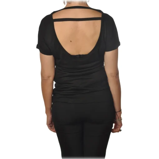 Pinko - T-shirt Hercules with Boat Neck and Laces - Black - T-shirt - Made in Italy - Luxury Exclusive Collection - Avvenice