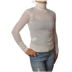 Pinko - Turtleneck Sweater Accanto in Ribbed Knit - White - Sweater - Made in Italy - Luxury Exclusive Collection - Avvenice^ Knitwears