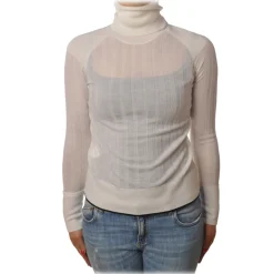 Pinko - Turtleneck Sweater Accanto in Ribbed Knit - White - Sweater - Made in Italy - Luxury Exclusive Collection - Avvenice^ Knitwears