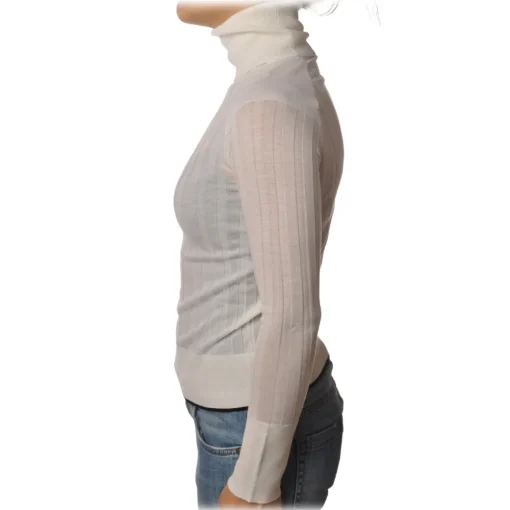 Pinko - Turtleneck Sweater Accanto in Ribbed Knit - White - Sweater - Made in Italy - Luxury Exclusive Collection - Avvenice^ Knitwears