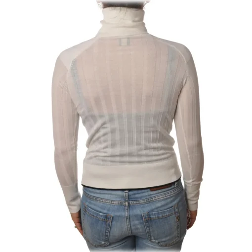 Pinko - Turtleneck Sweater Accanto in Ribbed Knit - White - Sweater - Made in Italy - Luxury Exclusive Collection - Avvenice^ Knitwears