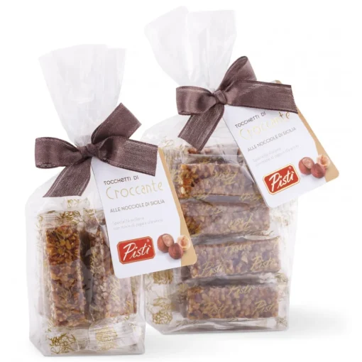 Pist\u00ec Pistì - Pieces of Crunchy with Sicilian Hazelnuts - Fine Pastry in Envelope with Bow - 100 g - Avvenice^ Sweets